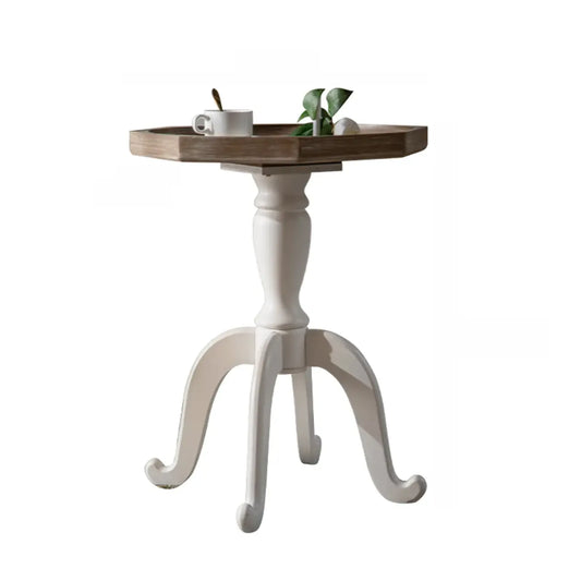 Rustic Wood Accent Side Table with Tray Top for Living Room