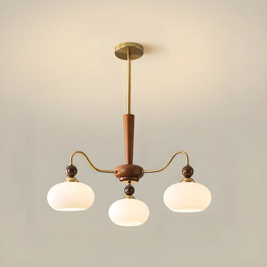 Modern Multi-Light Glass Globe Chandelier with White Shade