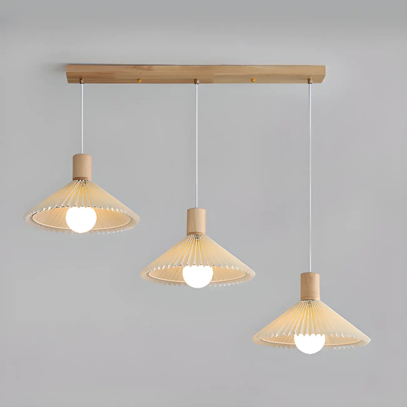 Modern Beige Pleated Pendant Light for Dining Room