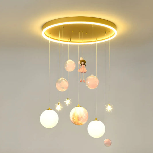 Glam LED Planet Pendant Light with 7-Lights for Kids' Room