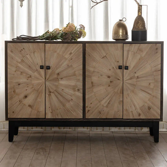 Industrial Wooden Buffet Table with Cabinets for Living Room