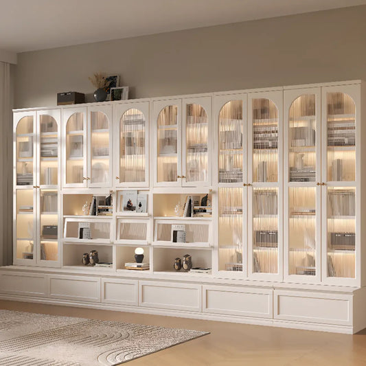 White Tall Wooden Floor Display Cabinet with Light