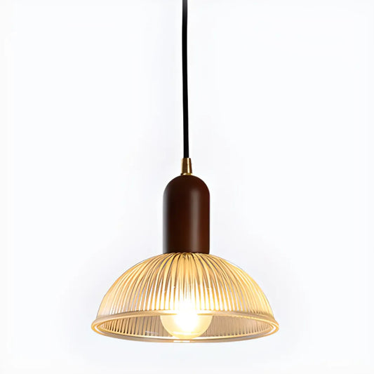 Modern Stripe Glass Bowl Pendant Light for Living Room
