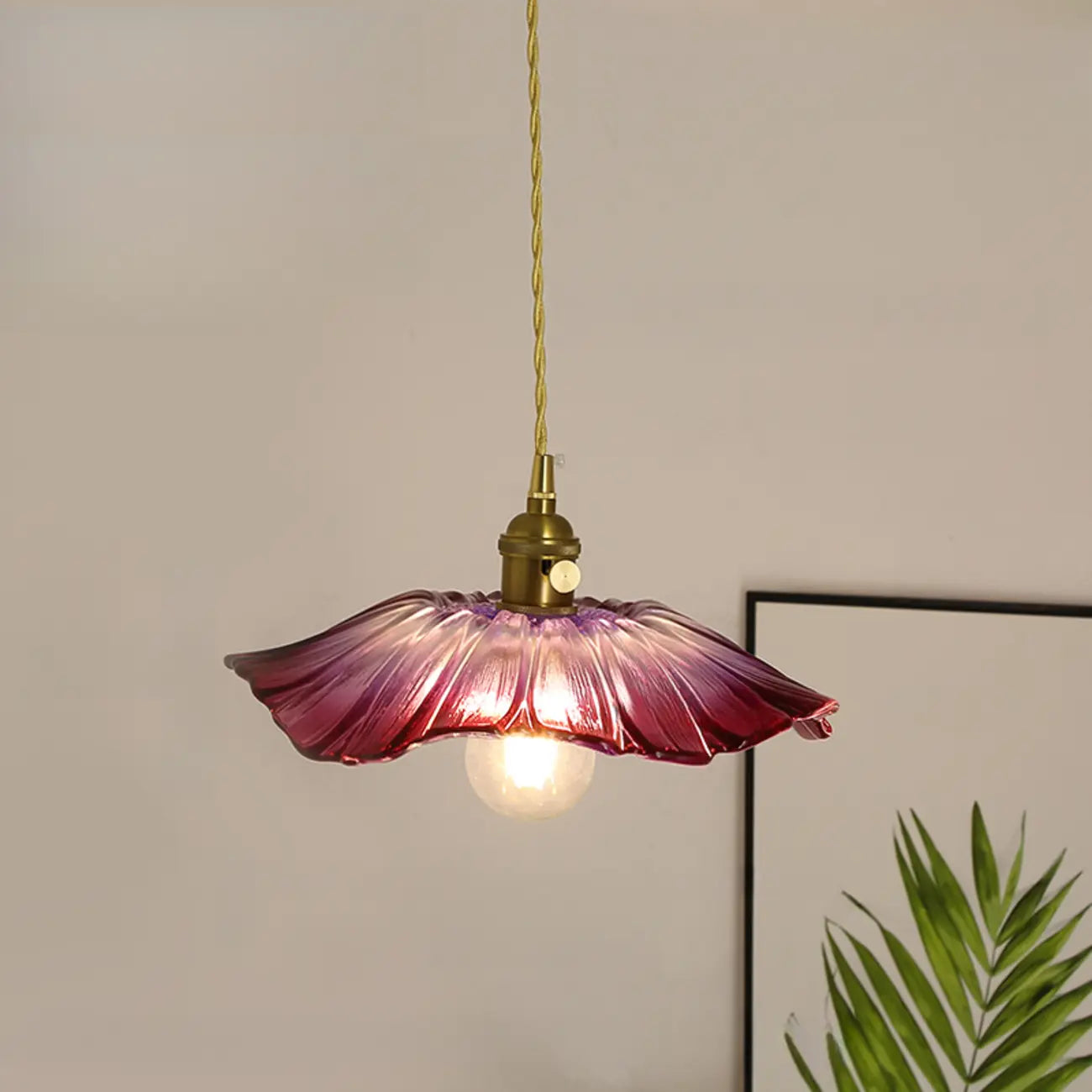 Clear Floral Glass Pendant Light for Modern Living Room