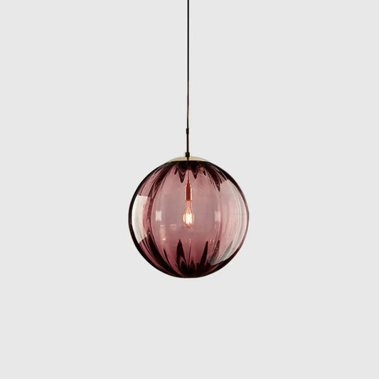 Modern Smoky Glass LED Globe Pendant Light Design for Bedroom