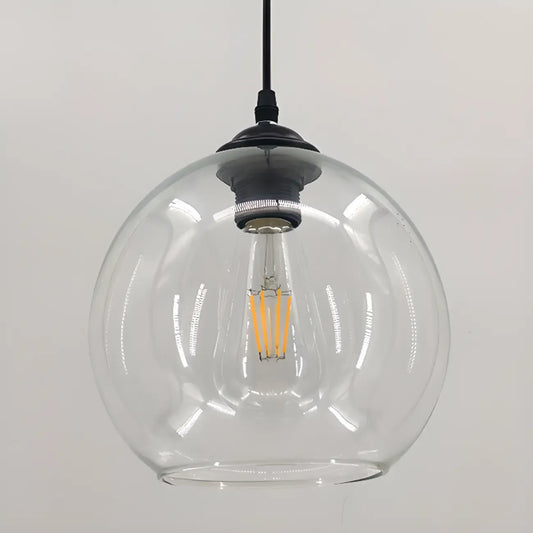 Nordic Smoky Glass Ball Pendant Light for Living Room