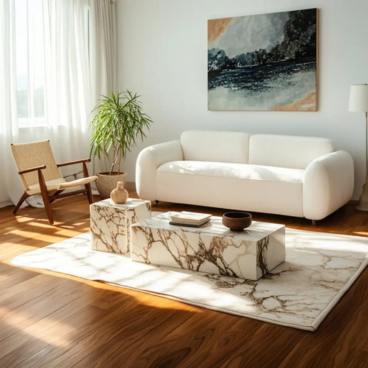 Modern Wooden Coffee Table Set with Square Design