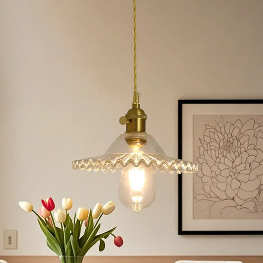 Clear Floral Glass Pendant Light for Modern Living Room