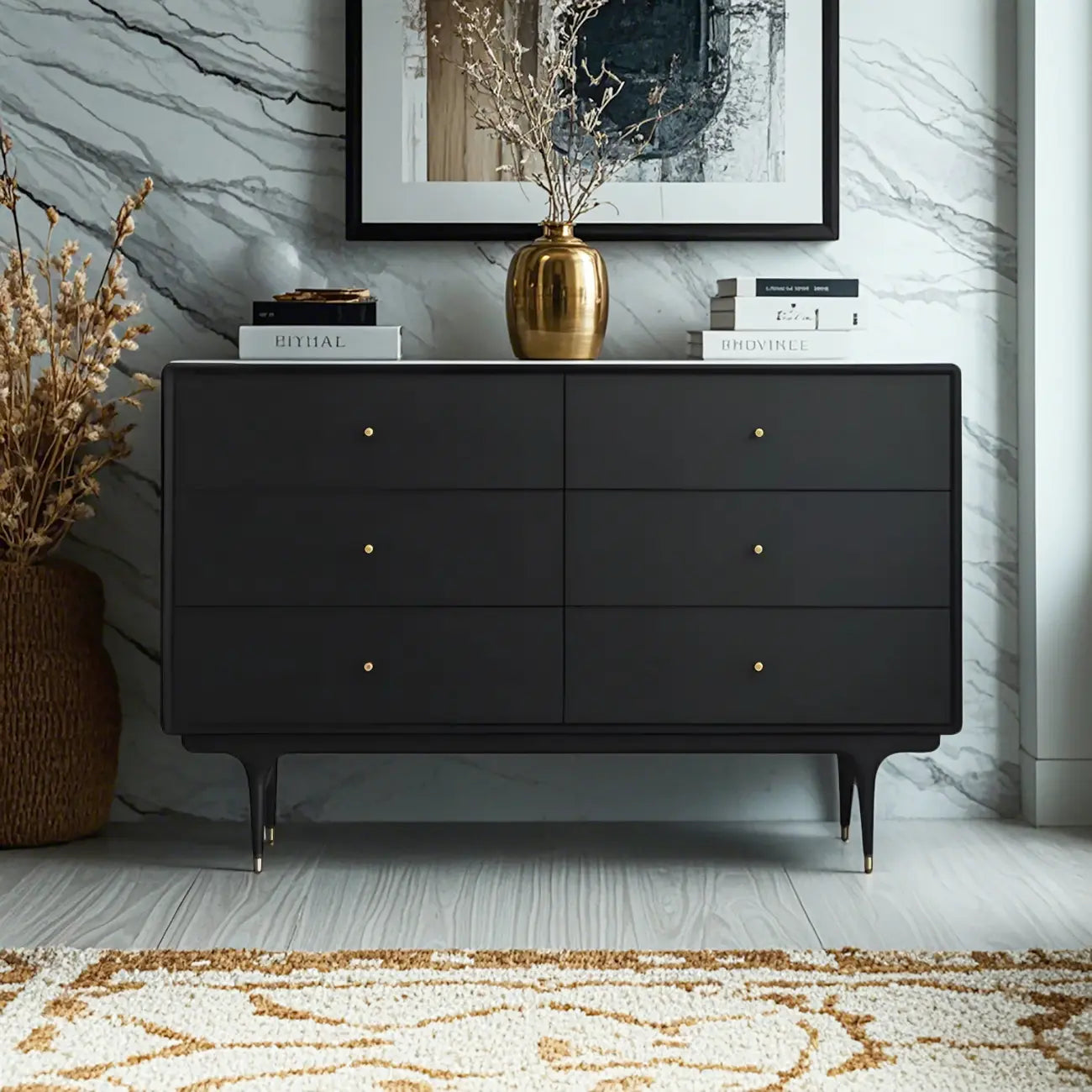 Retro Wooden Vertical Dresser with Soft Close Drawers & Storage