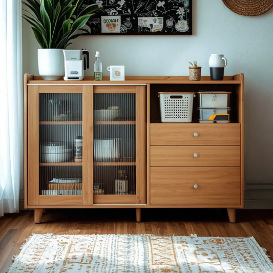 Modern Wooden Rectangle Accent Cabinet with Sliding Doors