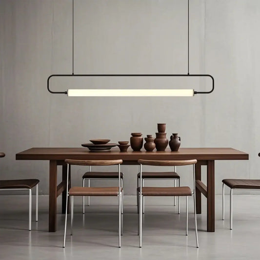 Simple Black Linear Island Light for Kitchen Metal Pendant Light