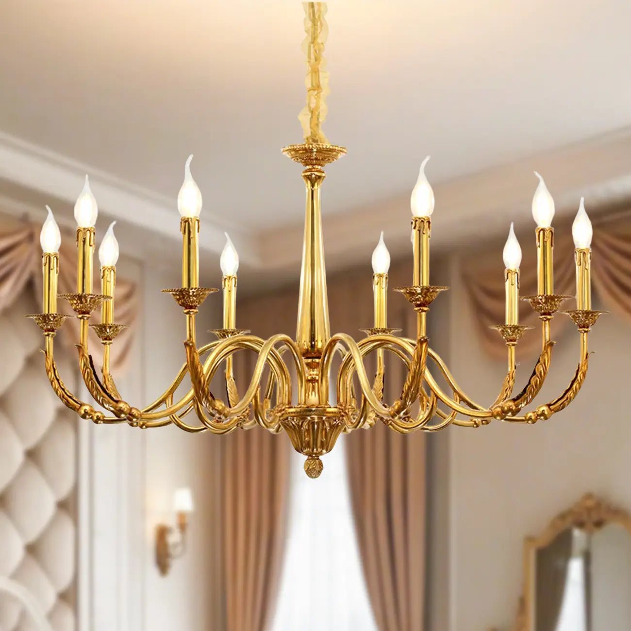 Vintage Brass Candelabra Chandelier for Living Room