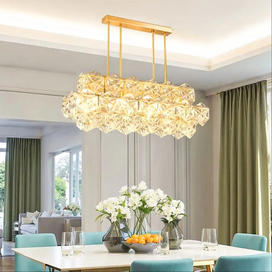 Kitchen Elegant Gold Crystal Pendant Light