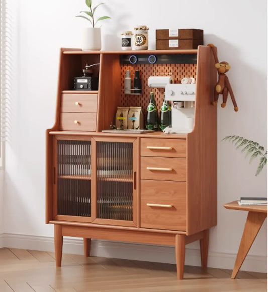 Nordic Adjustable Shelf 5 Drawers Wooden Sideboard Cabinet