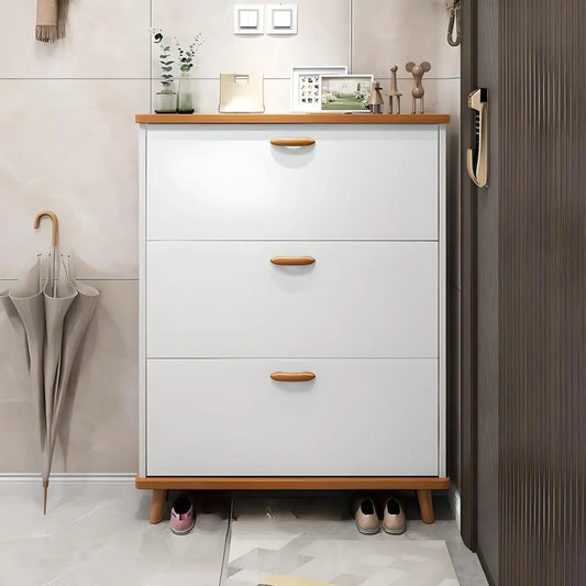 Entryway Vertical Solid Wood Shoe Storage Cabinet