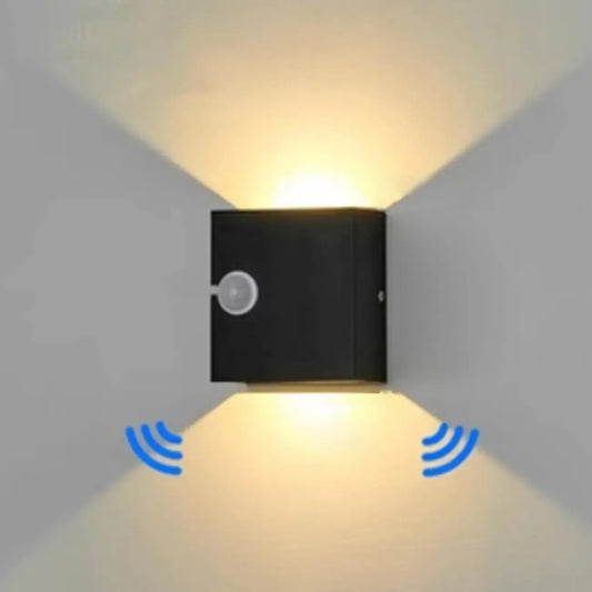 Square Modern Black Metal LED Wall Sconce for Hallway 2-Light