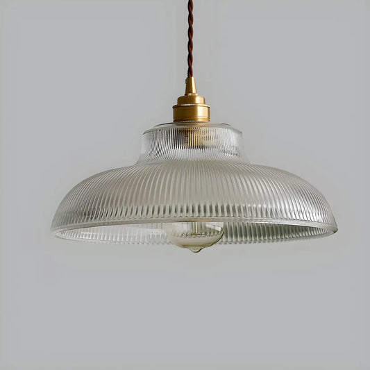 Minimalist Clear Glass Bowl Gold Rope Hanging Pendant Light