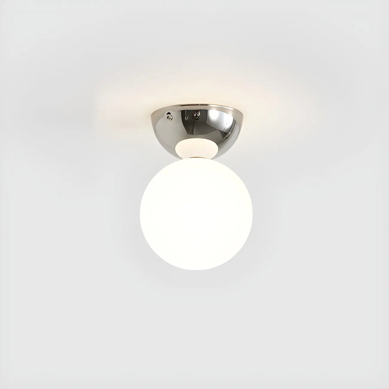 Simple White Ball Shade Metal Semi Flush Ceiling Light