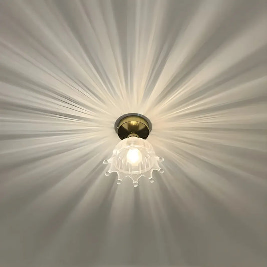 Geometric Gold Semi Flush LED Ceiling Light for Aisle Decor