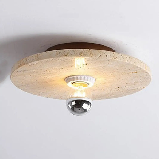 Modern Cylinder Stone Beige Flush Ceiling Light for Hallway