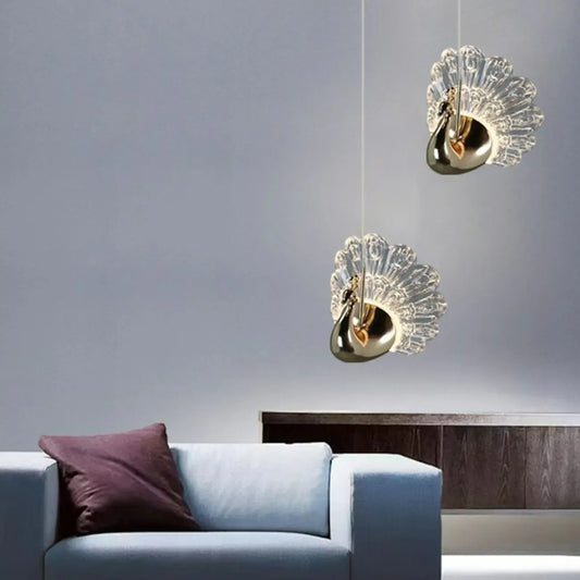 Modern Dimming LED Gold Acrylic Floral Pendant Light