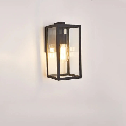 Industrial Metal Rectangle Clear Glass LED Outdoor Wall Light