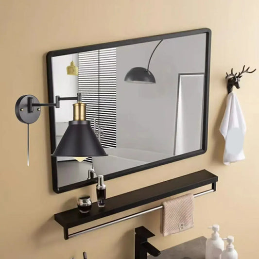 Washroom Stretchable Metal Cone Black Plug-In Vanity Light