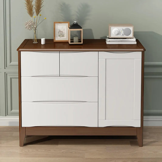 Classic Large White Brown Wooden Utility Storage Cabinet