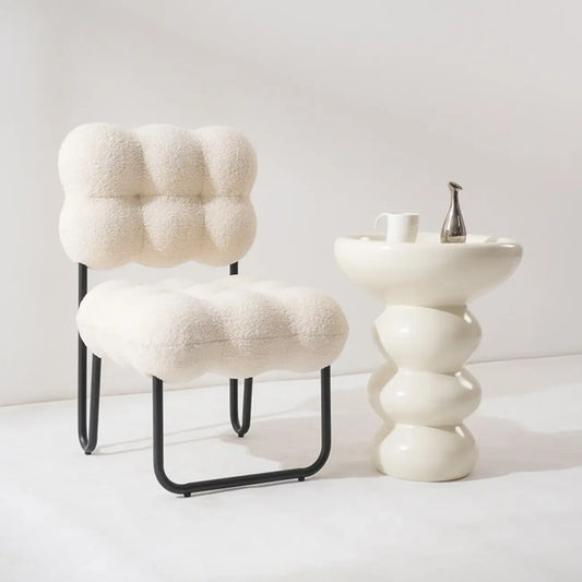 Minimalist Fiberglass Round End Table for Living Room