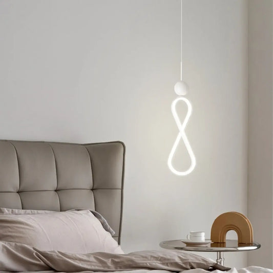 Minimalist White Metal LED Pendant Light Hanging Lamp