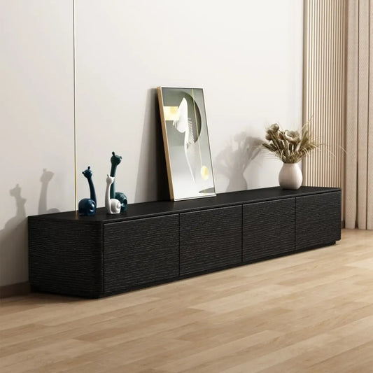 79 Black Wood Long Cable Management TV Stand with Drawer