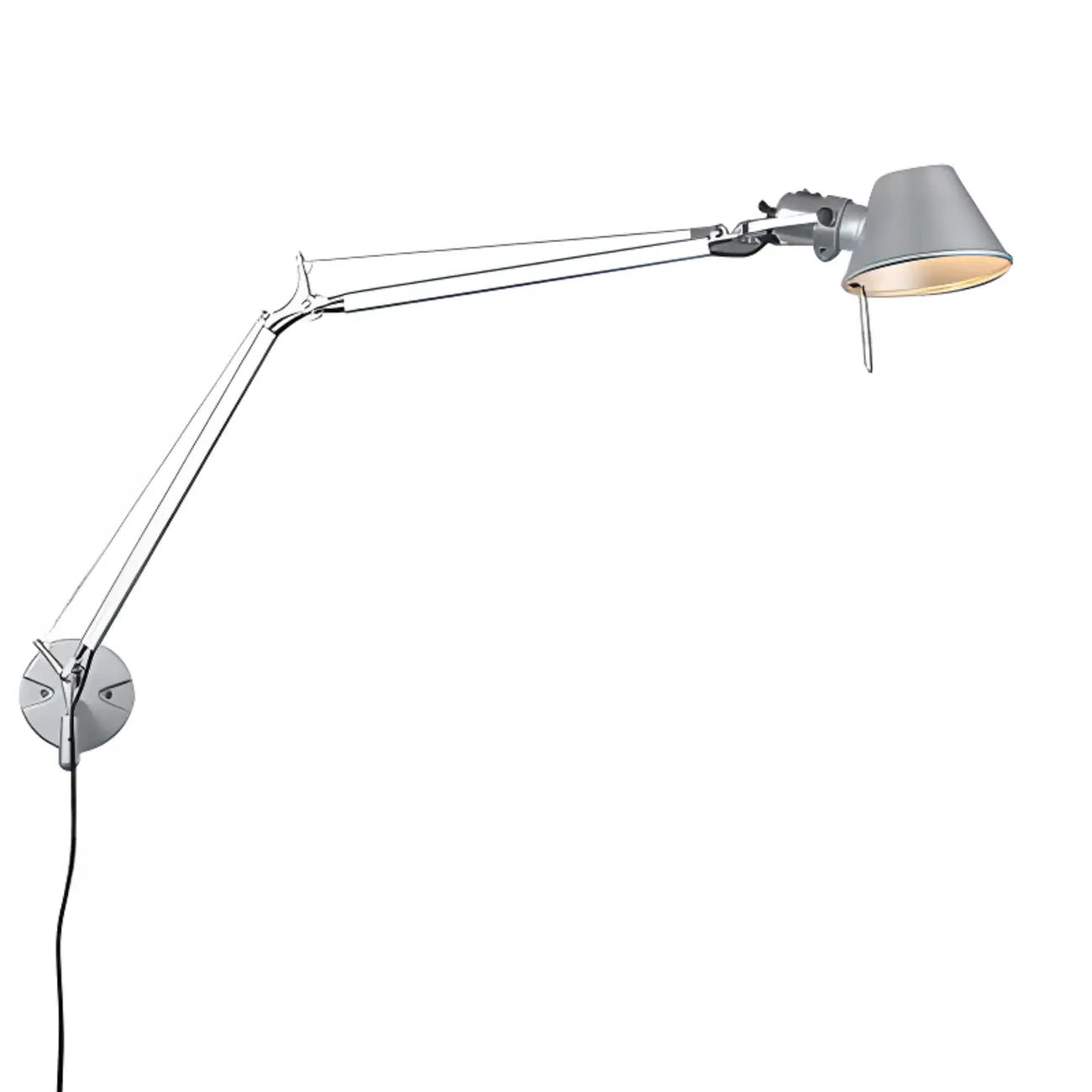 Industrial Metal Silver and Black Swing Arm Wall Light with Shade