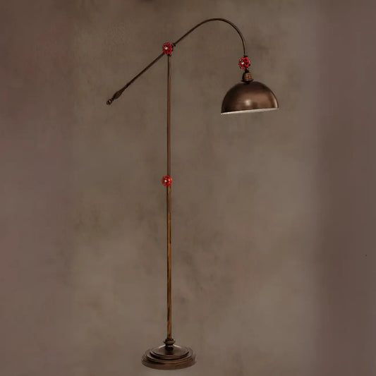Rustic Industrial Adjustable Metal Floor Lamp with Dome Shade
