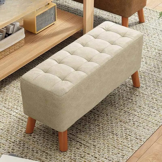 Modern Upholstered Brown Rectangular Bench for Living Room