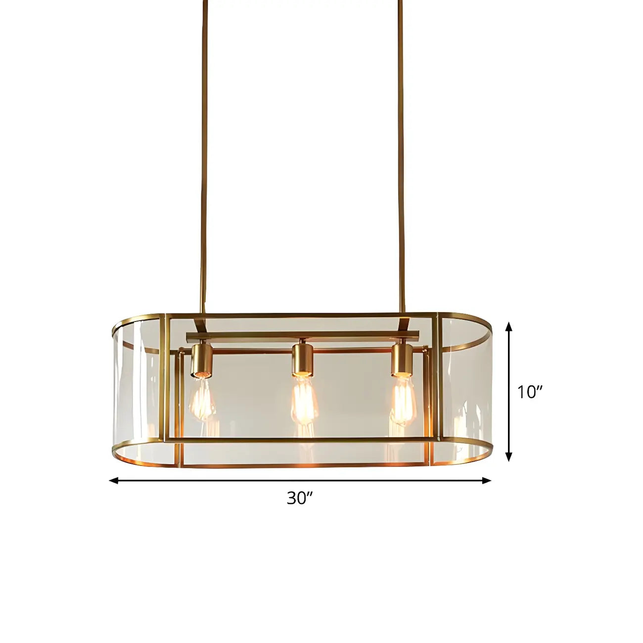 3-Light Modish Modern Gold Glass Island Pendant Light for Kitchen
