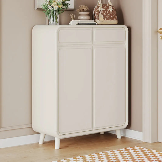 Entryway Solid Wood Shoe Cabinet in White