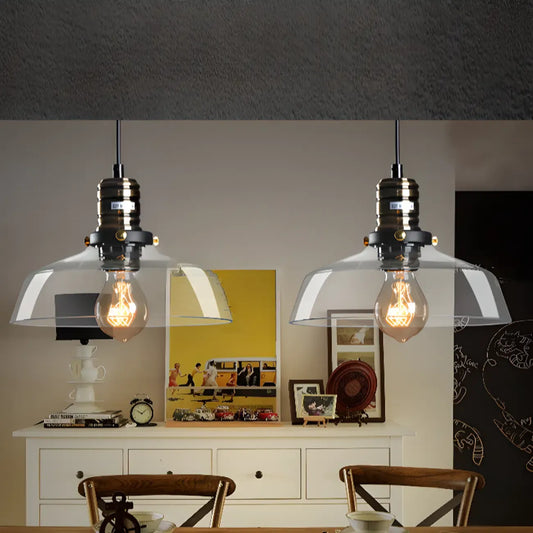 Modern Black Glass Pendant Light Adjustable Length for Kitchen