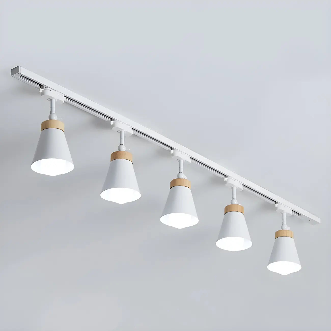 Modern Metal Cone Shape Semi Flush Mount Slidable Track Light