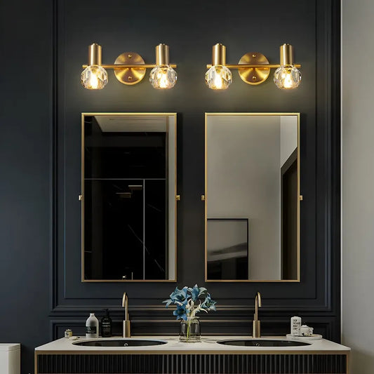 Durable Copper Globe Vanity Lights with Wall Mount for Bathroom