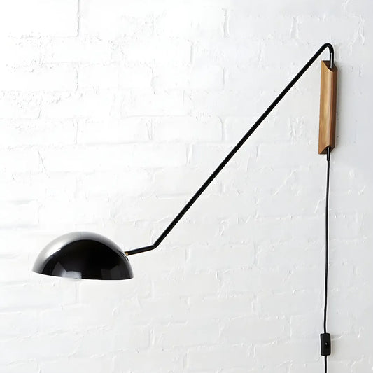 Minimalist Metal Bowl Shade Swing Arm Wall Light