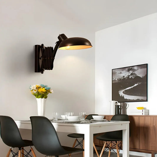 Retro Industrial Metal Black Swing Arm Wall Light
