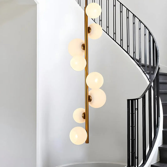 8-Light Modern Brass Multi-Direction Vertical Downrod Chandelier