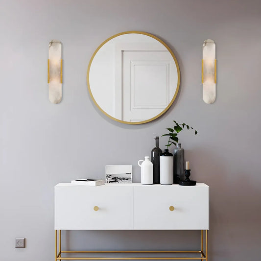 Contemporary Gold Oval Marble Wall Sconce