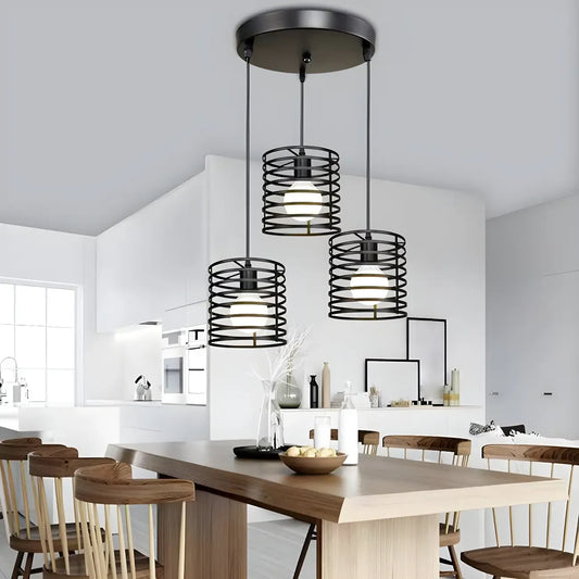 Industrial Black 3-Light Lantern Pendant Light