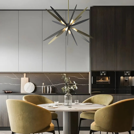 Modern Metal Sputnik Starburst Chandelier Adjustable Downrod