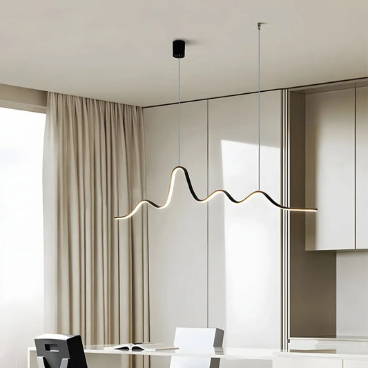 Artistic Black Linear Adjustable Island Pendant Light