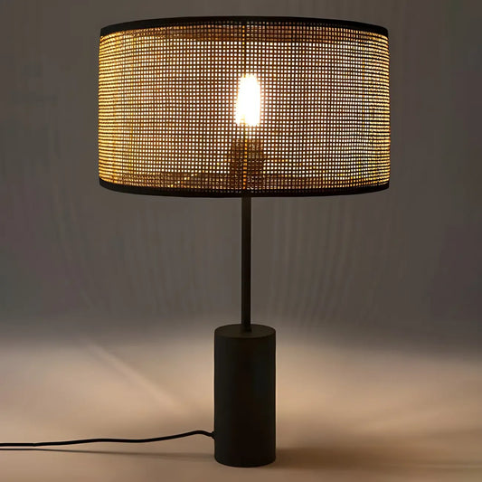 Brown Rarran Metal Drum-Shaped LED Table Lamp