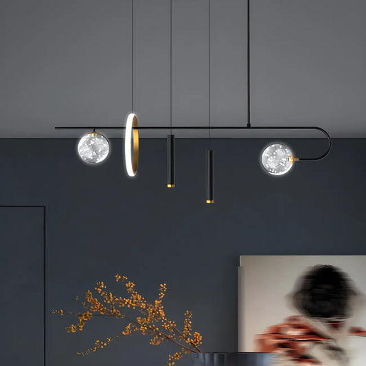 Modern Black LED Linear Kitchen Island Chandelier