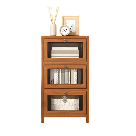 Narrow Wooden Multi-Drawer Corner Display Cabinet