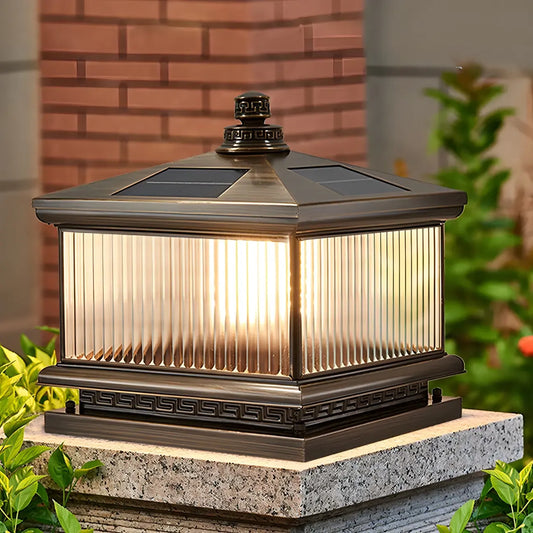 Oriental Bronze 3-Color LED Solar Outdoor Post Lights
